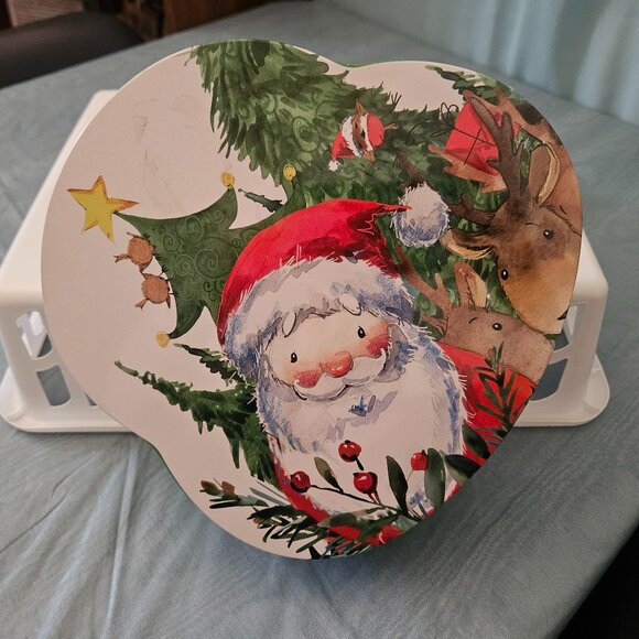 Santa claus christmas tin container - Picture 1 of 2